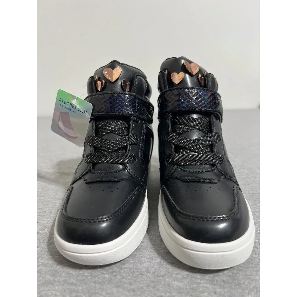 Skechers Street Shoes Girls Size 1.5 Hidden Wedge Metallic Hearts High‎ Top